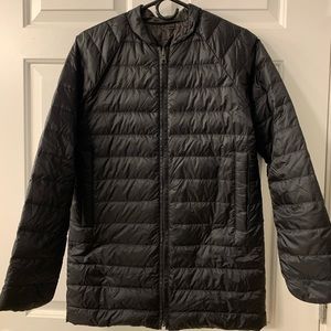 XS Athleta ReversaWarm Down Coat BlackArbor Olive
